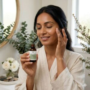 Woman applying Scenturie Revitalising Face Oil