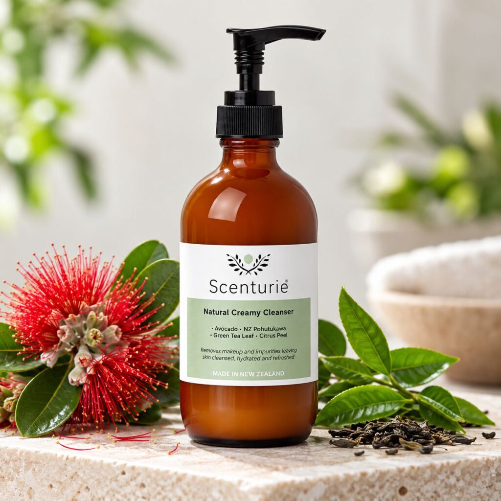 scenturie award-winning natural cream cleanser with NZ botanical ingredients pohutukawa bark extract and green tea leaf extract