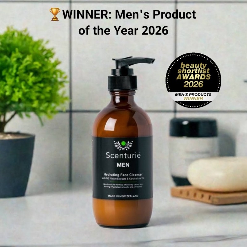 Scenturie Men’s Hydrating Face Cleanser 2026 Product of the Year - International Beauty Shortlist Award Winner for best natural men’s grooming in NZ.