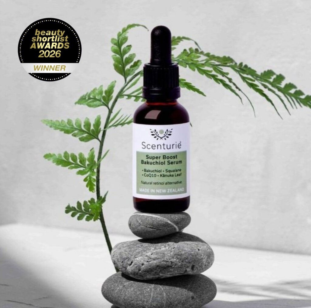 Super Boost Bakuchiol Serum by Scenturie, winner of Best Bakuchiol Serum 2026. A natural, vegan retinol alternative.