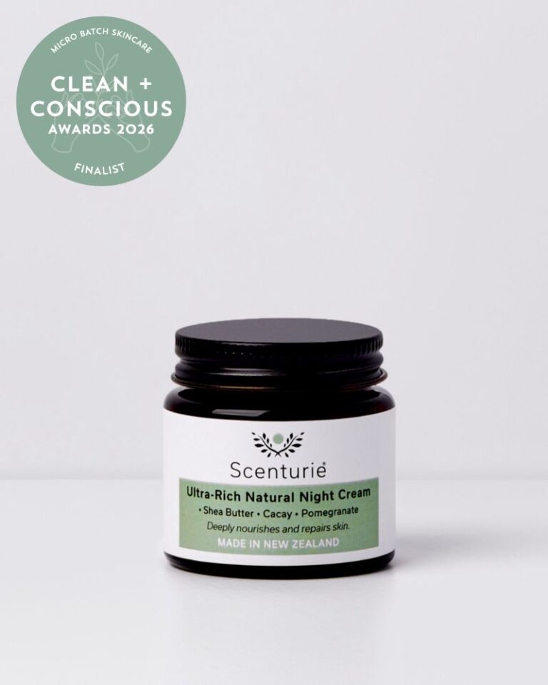 Scenturie's multi-award-winning Ultra-Rich Natural Night Cream with Clean + Conscious finalist logo 2026
