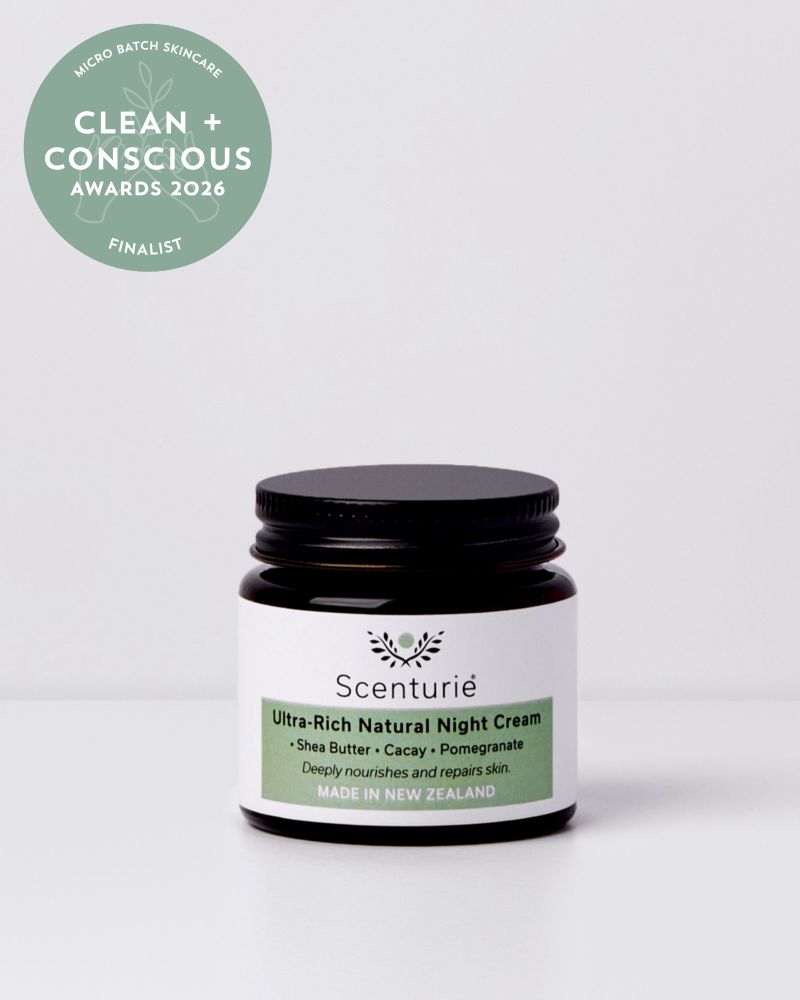 Scenturie's multi-award-winning Ultra-Rich Natural Night Cream with Clean + Conscious finalist logo 2026