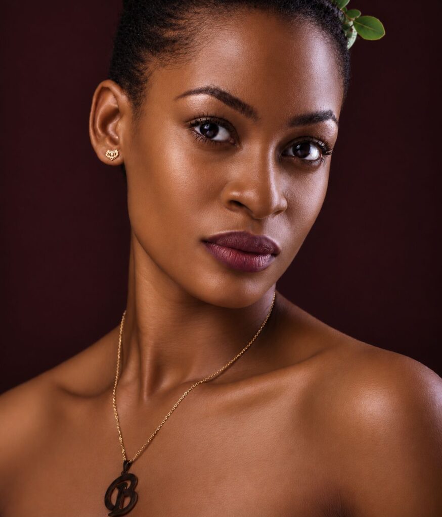 An african model with luminous skin